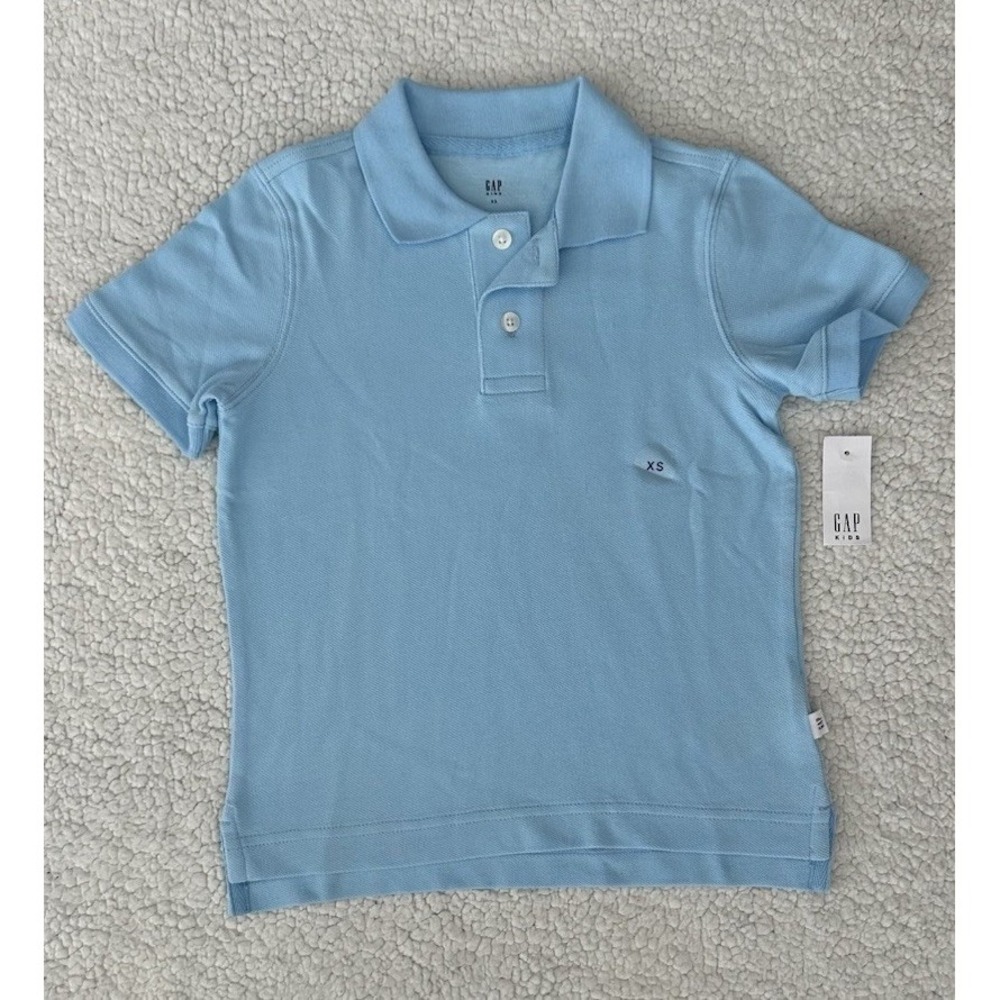 NEW Boys Polo Shirt Size XS 4-5 Pique Light Blue School Uniform Short Sleeve NWT